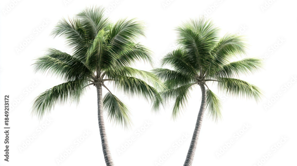 Obraz premium Tropical Palms Isolated White Background (1)
