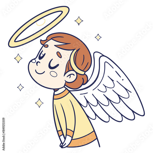 Angel emoji with halo, innocent smile