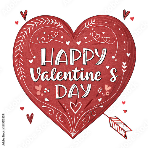 Romantic Valentine's Day Heart: Celebrate the beauty of love and affection with this charming image. A large, ornate heart displays the message Happy Valentine's Day.