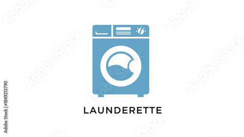 Laundry Washing Machine Iconic Simple Design.