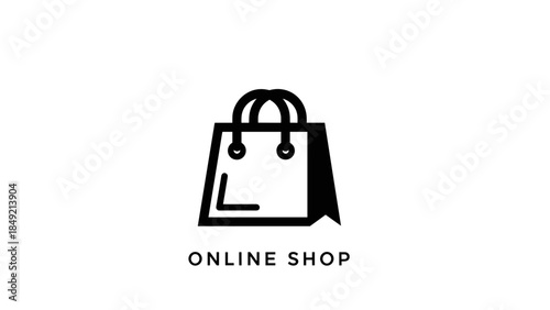 Simple Black Shopping Bag Icon Online.
