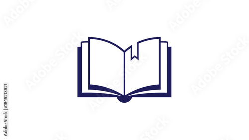 Simple Line Art Open Book Illustration.