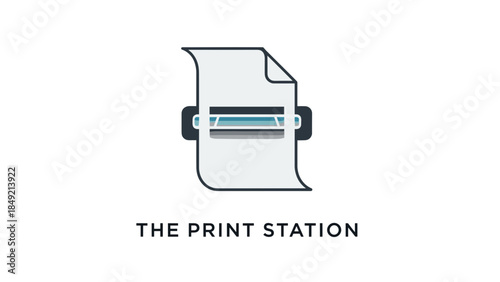 Simple Line Art Printer Illustration Design.