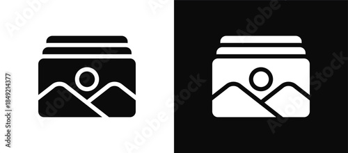 Photo Album icon set black and white