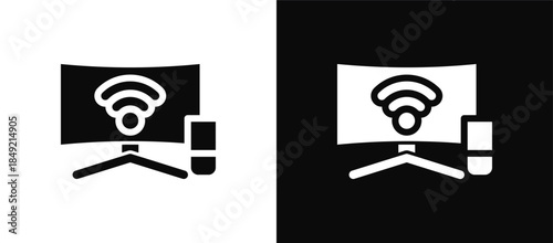 Smart Tv icon set black and white