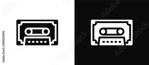 Cassette Tape icon set black and white