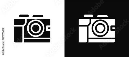 Camera icon set black and white