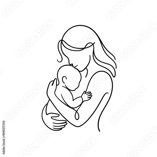 Heartwarming Mother and Child Embrace Illustration