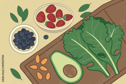 Healthy Fresh Ingredients for a Balanced Diet and Nutritious Meal