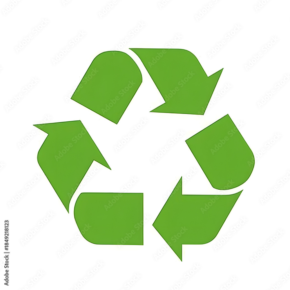 Fototapeta premium Green Recycling Symbol with Arrows Isolated on Transparent Background