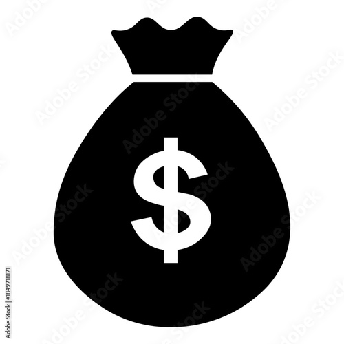 Money bag icon, dollar symbol, wealth savings investment, financial security and profit concept