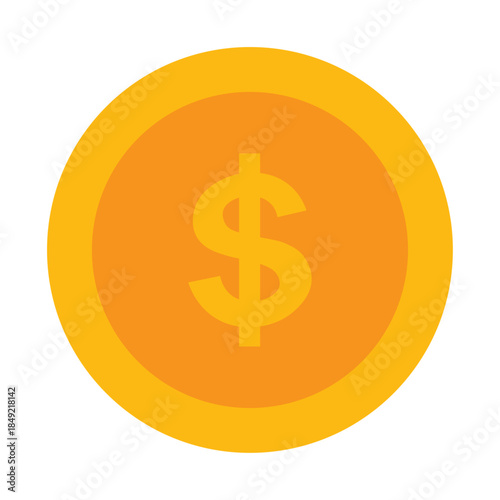 Gold coin icon, dollar symbol, currency value exchange, wealth profit and financial payment concept