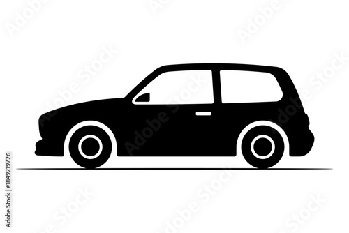Car icon. Black silhouette. Side view. Vector simple flat graphic illustration. Isolated object on a white background.