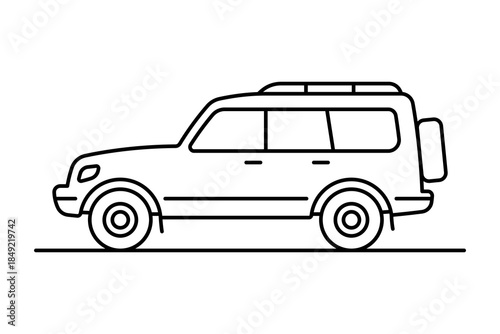 SUV icon. Black outline linear silhouette. Editable strokes. Side view. Vector simple flat graphic illustration. Isolated object on a white background.