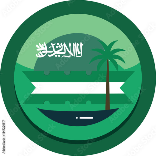 saudi arabia circular flag icon in flat modern vector style