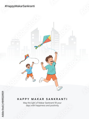 Makar Sankranti greeting design with kites and festive mood