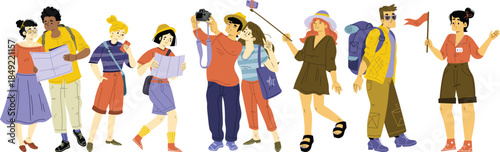 Diverse Group of Tourists Exploring Together