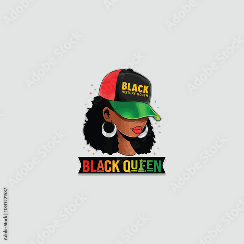 Profile illustration of woman with curly hair hoop earrings and colorful cap celebrating cultural pride and identity