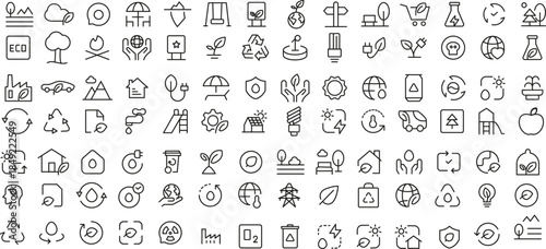 Mega set of icons in trendy line style. ui ux, ecology