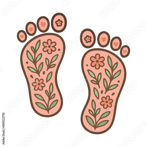 Adorable Baby infant Footprints Vector