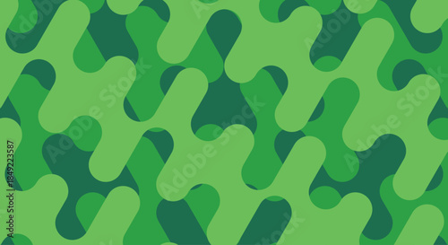 A vibrant continuous green organic camouflage texture forms an interlocking abstract background. Design layer suitable for contemporary graphics. Perfect for website banners.