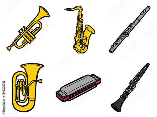 Collection of Musical Instruments Illustration.