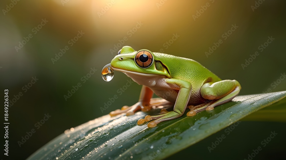 Fototapeta premium frog on a leaf