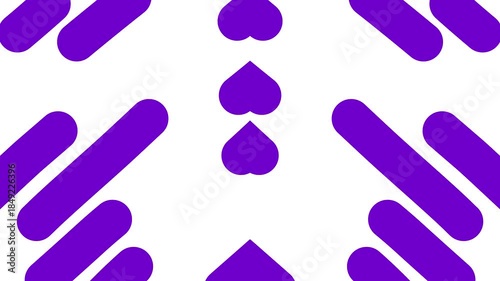 Animated violet decorative lines is moving. Mirror reflection. Linear purple background. Looped video. Vector illustration isolated on white background.