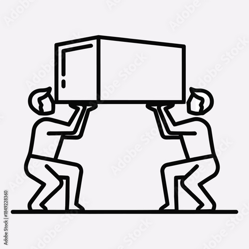 team carrying workload cooperation concept