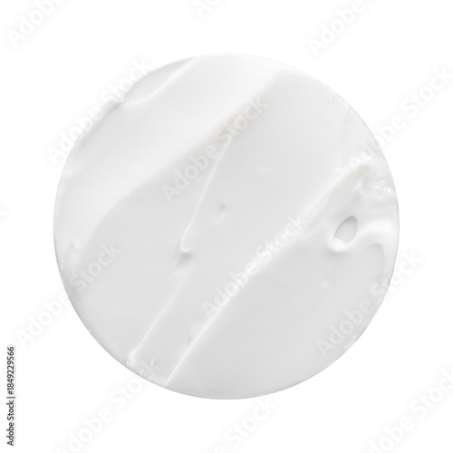 Swatch of white cream texture, cosmetics for face and body on a white or transparent isolated background. Smear round.