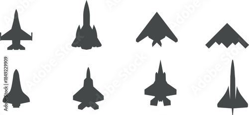 Modern Military Aircraft Silhouettes Collection
