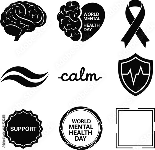 Mental health awareness symbols and icons for support