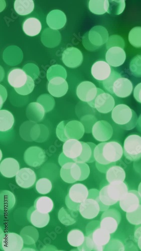 blurred Christmas green Bokeh Lights Background: Abstract Soft Glow and twinkling effect, none AI