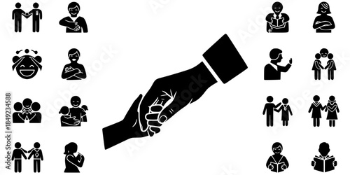 Intergenerational Care Hands Holding Vector Silhouette