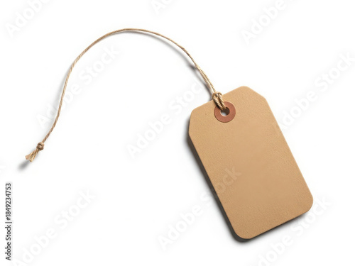 Blank brown paper tag with string