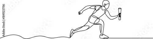 One continuous line drawing of Athletics sports vector illustration. one line Art icon drawing