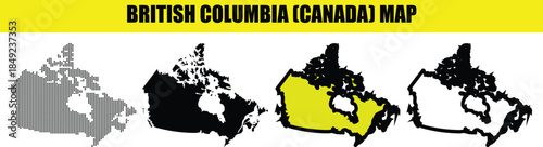 British Columbia Canada Map Illustrations
