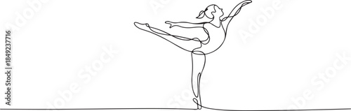 One continuous line drawing of a people with gymnastic activity.  one line Art icon drawing