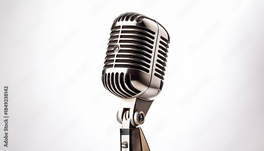 Fototapeta premium Vintage microphone on white background