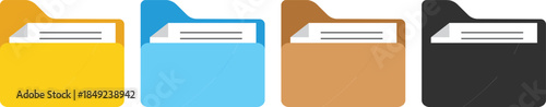 set of icon folder computer file colourful document binder data archive, modern simple 3d yellow blue black flat vector symbol for website design logo application ui isolated png dictionary access