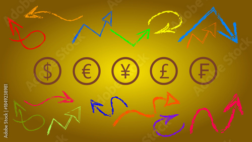Exchange rate chart graphics, financial candlestick icons