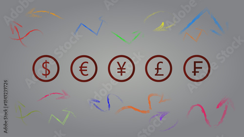 Exchange rate chart graphics, financial candlestick icons