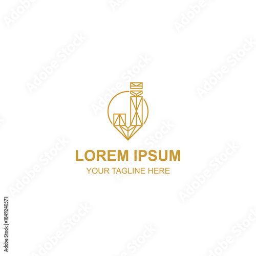 Golden geometric thin line letter J logo design for luxury business with Creative Illustration