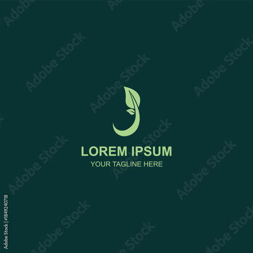 Modern green leaf letter J logo for nature and organic branding with Creative Illustration