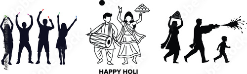 Holi celebration silhouette illustration