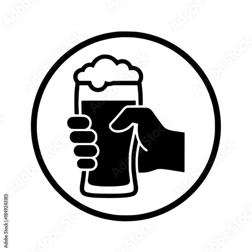 Hand holding a glass of beer in a circle