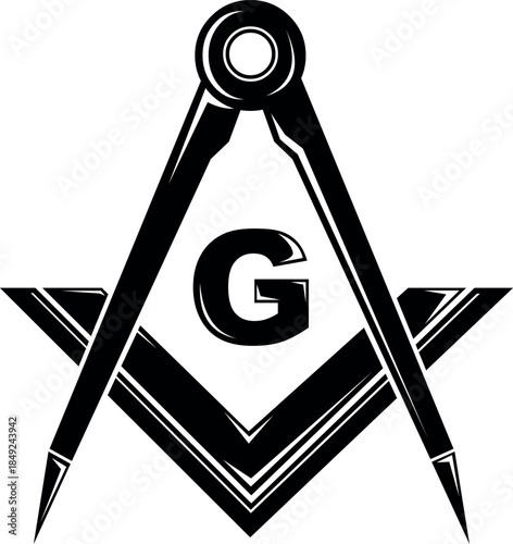 vector illustration black and white masonic icon