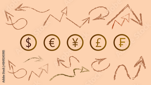 Exchange rate chart graphics, financial candlestick icons