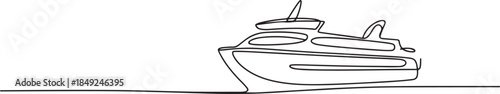 One continuous line drawing of Ferry vector illustration. one line Art icon drawing