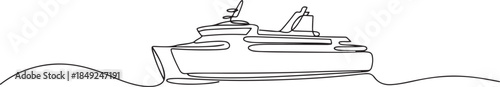 One continuous line drawing of Ferry vector illustration. one line Art icon drawing